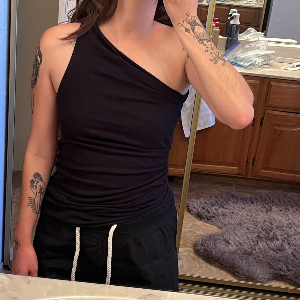 Rick owens asymmetrical black one shoulder tank top XS